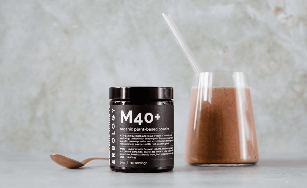 ERBOLOGY: Powerhouse Morning Latte with M40+, strength, focus, and a nutty, cacao hug - Farmatuur
