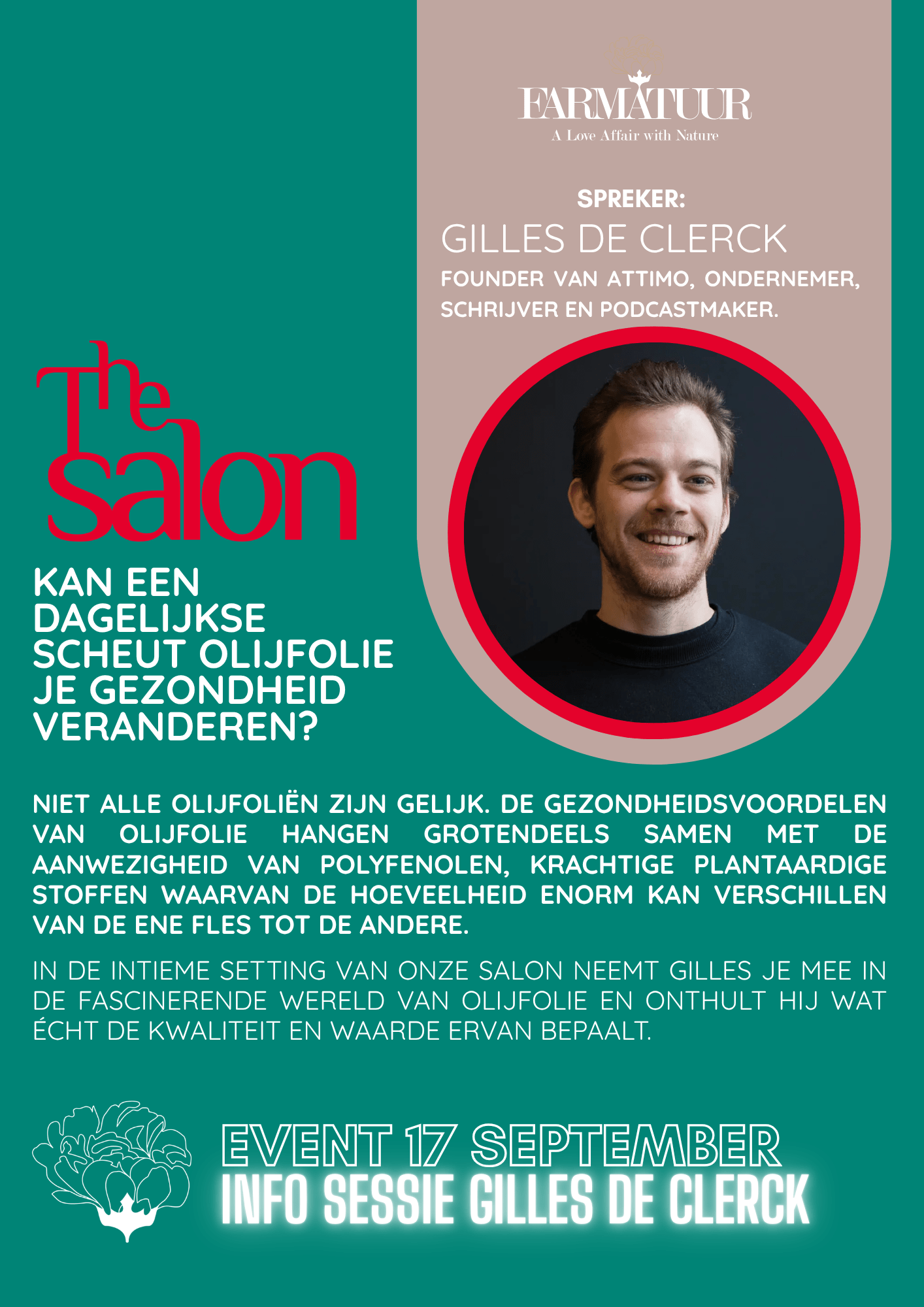 Salon Session: Can Olive Oil Transform Your Health? with Gilles De Clerck - Farmatuur